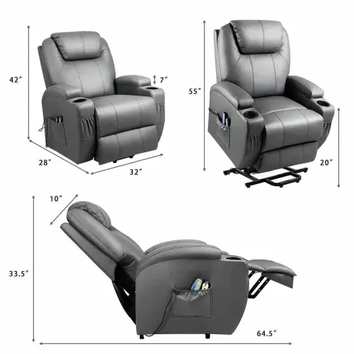 Fauteuil relax releveur électrique avec massage et chauffage dorsale 