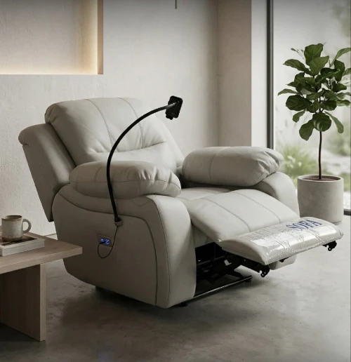 Fauteuil relax électrique rocking _Balançoire en cuir véritable
