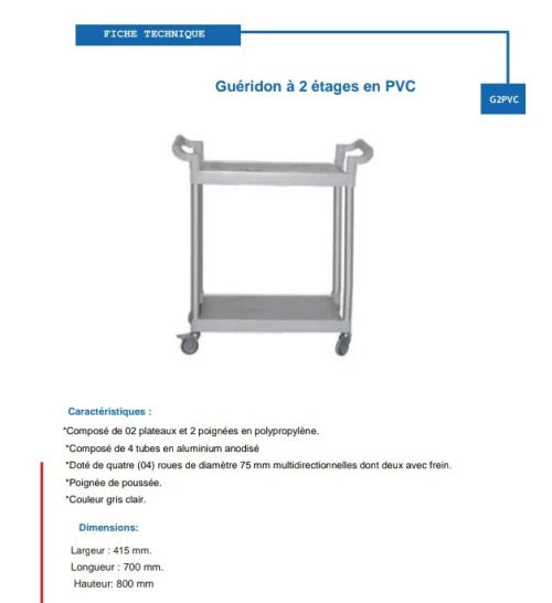 Chariot Guéridon a 02 Étages En PVC