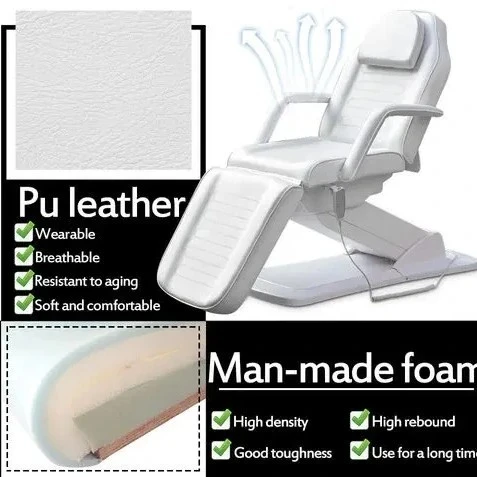 Fauteuil de massage et esthétique électrique à hauteur variable trois sections 