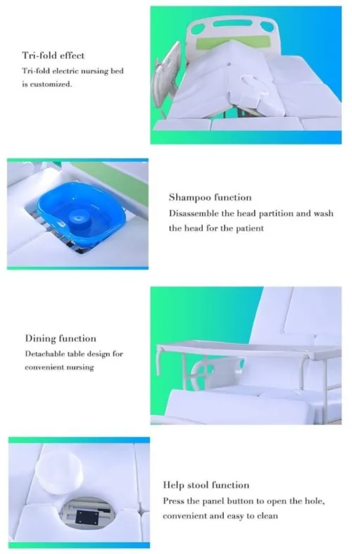 Lit Médicalisé Multi-positions 6 fonctions avec Garde-robe (toilette) Électrique 