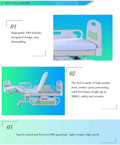 Lit Médicalisé Multi-positions 6 fonctions avec Garde-robe (toilette) Électrique 