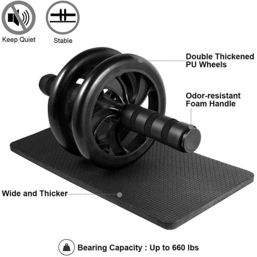 Roue Abdominale Double Pliable Rouleau Rouge pour Entrainement a Domicile