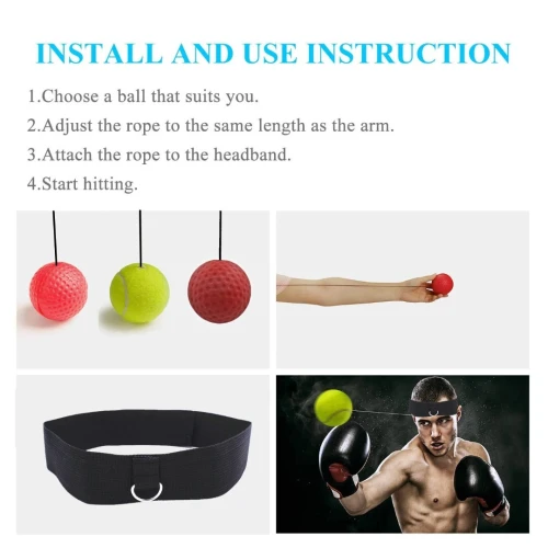 Jeu de 3 balles réflexe avec bandeau réglable