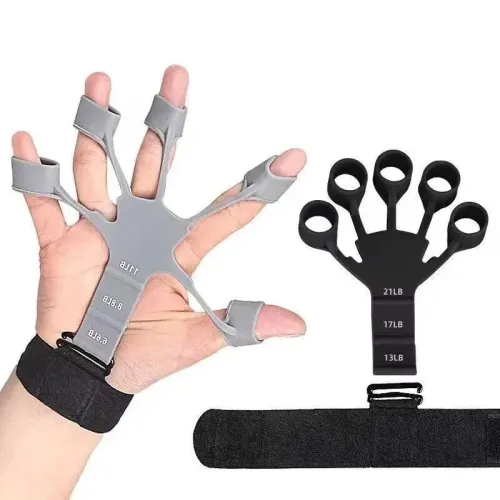 Entraîneur de Force Doigts & Poignet Silicone 5 Doigts Réglable Rééducation Musculation