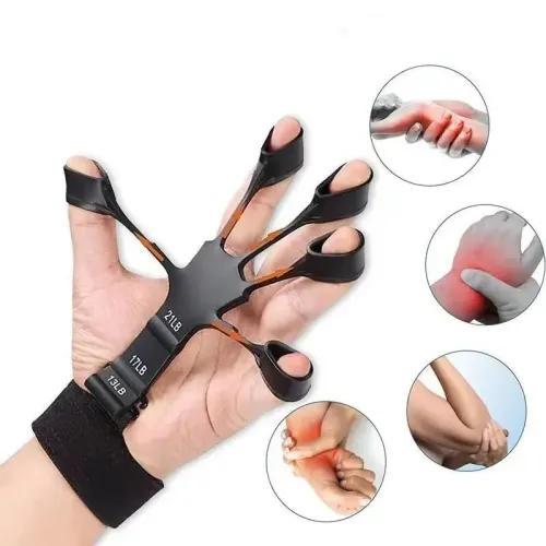 Entraîneur de Force Doigts & Poignet Silicone 5 Doigts Réglable Rééducation Musculation