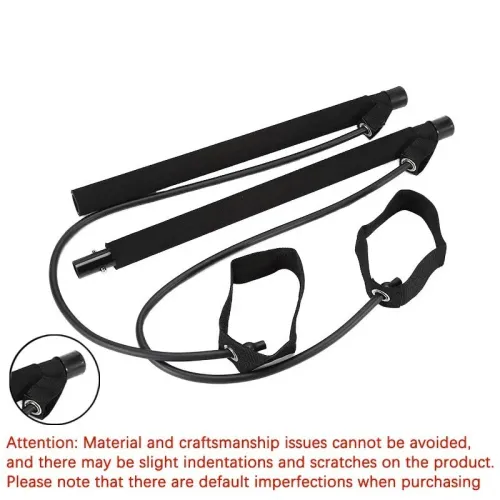 Bâton Pilates Yoga Portable avec Bandes Élastiques Résistance pour Fitness et Étirements