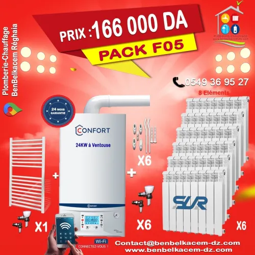 Pack Chaudiere Chauffage Central avec radiateurs Et seche Linge F1/F2/F3/F4/F5/F6/F7