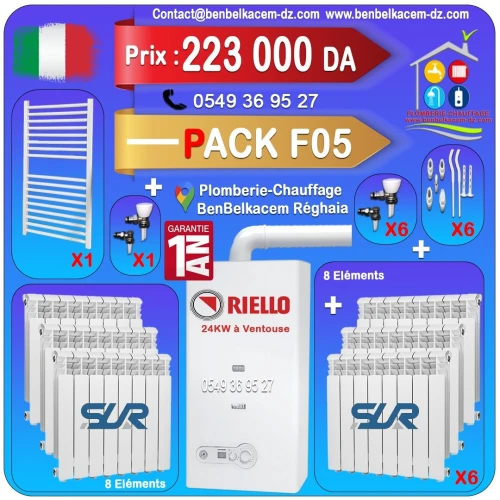 Pack Chaudiere Riello 24kw a ventouse F1/F2/F3/F4F5/F6