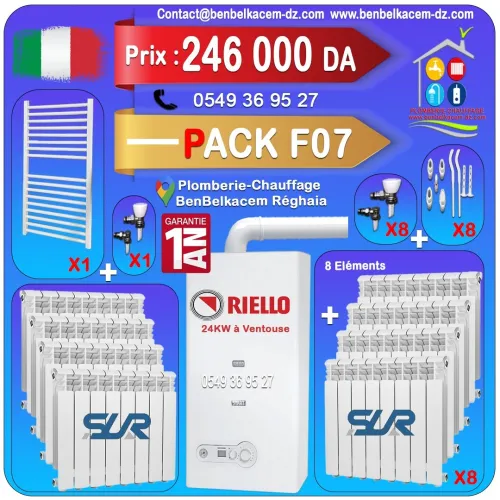 Pack Chaudiere Chauffage Central avec radiateurs Et seche Linge F1/F2/F3/F4/F5/F6/F7