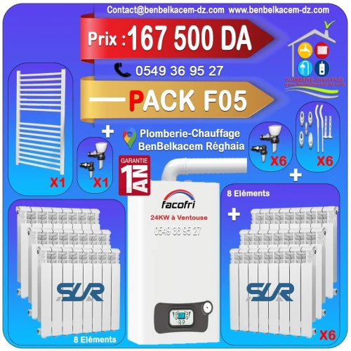 Pack chaudiere murale a gaz FACOFRI 24kw a ventouse F1/F2/F3/F4/F5/F6/F7