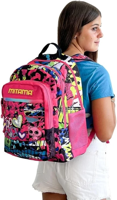 Mitama Sac à dos pour fille avec 3 compartiments , Rose, Taille unique, Sac à dos tyrolien