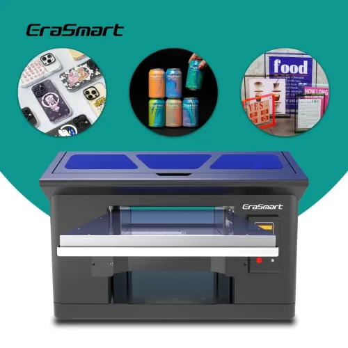 UV ERASMART Imprimante Printer UV à plat A3+(35/45 CM)+ DTF (autocollant de transfert) +rotative 360