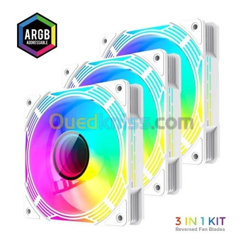 PACK VENTILLATEUR GAMEMAX KF300R WHITE ARGB REVERSE