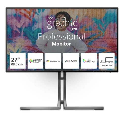 AOC U27U3CV 27 60HZ 4K UHD IPS 4MS SPEAKERS HDR400 TYPE-C 3.1/HDMI 2.0/DP 1.4