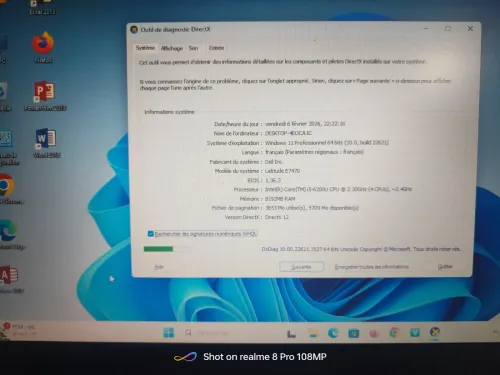 Dell latitude E7470 i5 6 ème G 8gb 256 gb ssd