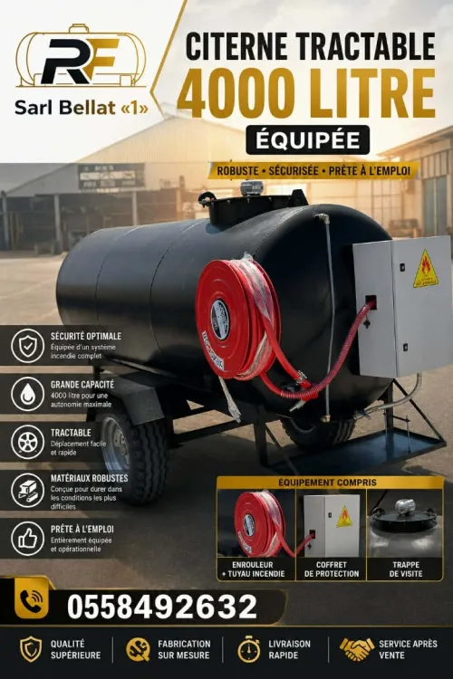 CITERNE TRACTABLE EQUIPE POUR GAS-OIL CAPACITE DE 4000 L
