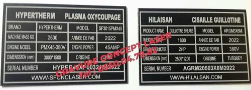 Gravure plaques 
