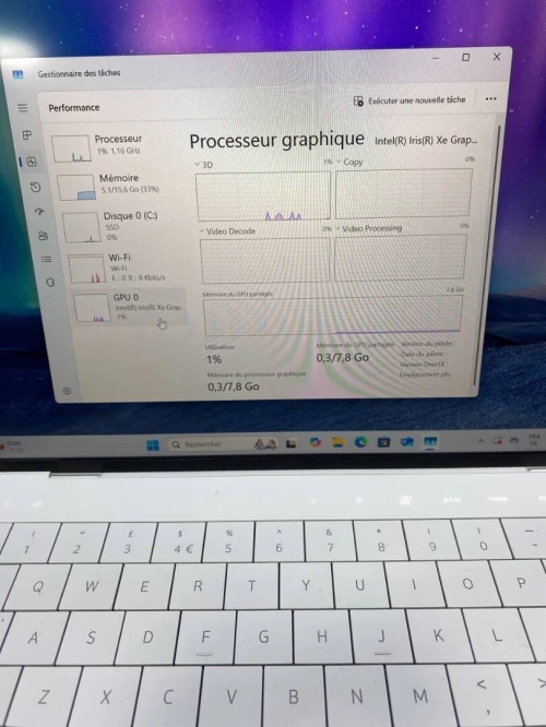 DELL XPS 13.3'' I7-12TH 16RAM 512SSD SSD INTEL IRIS XE  GRAPHICS BATTERIE 100%