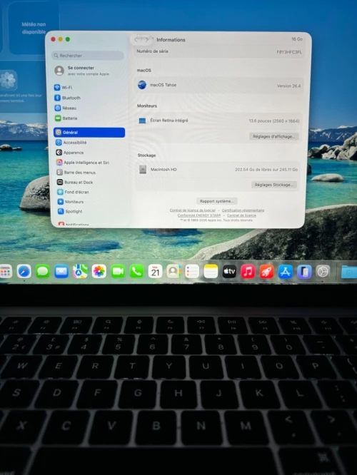 MACBOOK AIR 2025 M4  13.6'' 16RAM 256 SSD BATTERIE 100% ÉTAT NEUF