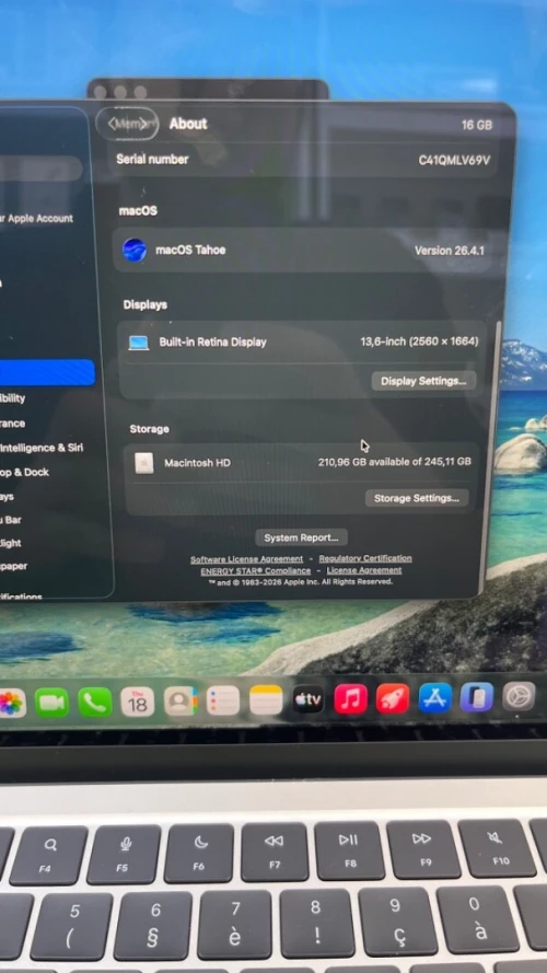 MACBOOK AIR  2025 M4 13.6'' 16RAM 256 SSD BATTERIE 100% CYCLE  4 ÉTAT NEUF GARANTIE 06 MOIS A6-4