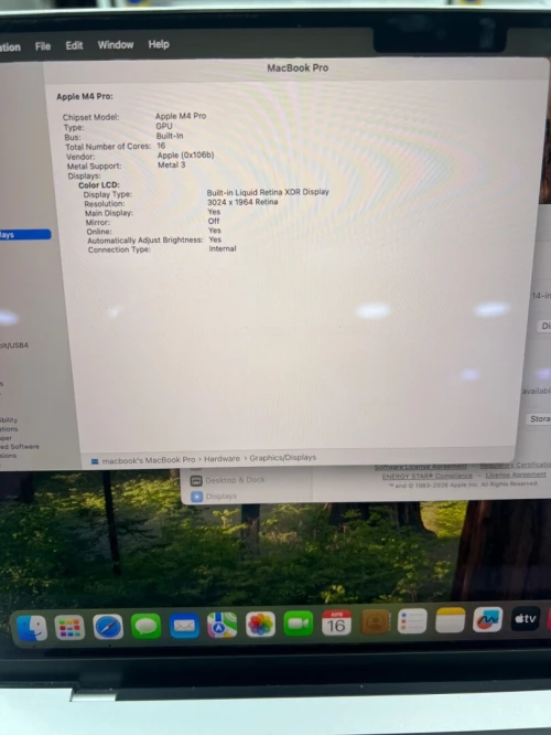 MACBOOK PRO 2024 M4 PRO 14'' 24RAM 512 SSD BATTERIE 91% BON ETAT  GARANTIE 06 MOIS LIBÉRÉ OFFICIEL