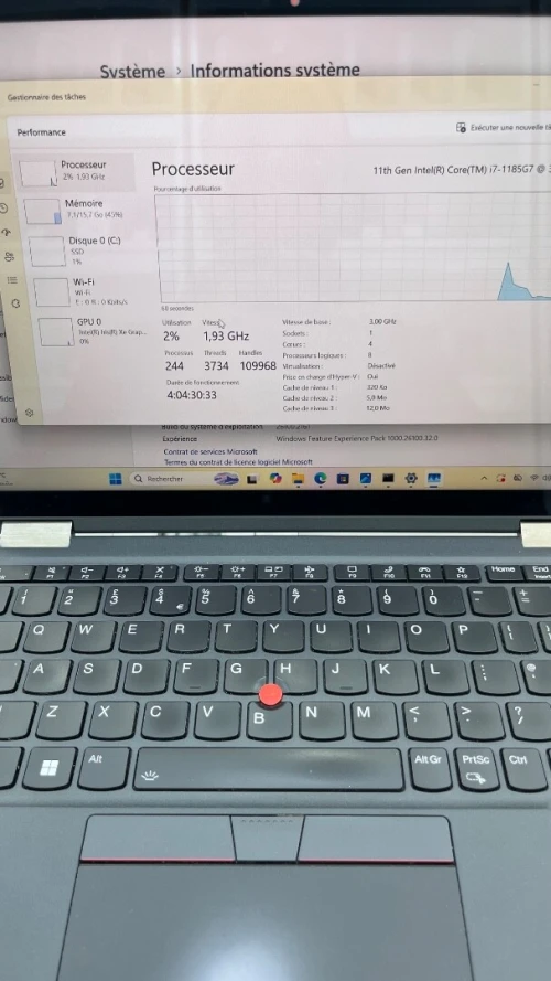 LENOVO THINKPAD X13 YOGA i7-1185G7 13.3'' FHD+ TACTILE 16RAM 256SSD IRIS XE  BATTERIE  4 HEURES ETAT NEUF
