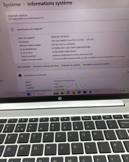 HP PROBOOK 440 G9 I5-12TH 14'' 16RAM 256SSD  INTEL IRIS XE  GRAPHICS  BATTERIE +4HEURES