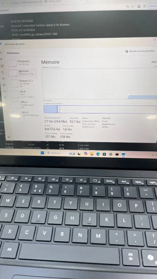 SURFACE LAPTOP 6 FOR BUSINESS BLACK EDITION  Ultra 7 165H  64RAM 1TB SSD INTEL ARC GRAPHICS BATTERIE +4 HEURES  TRES BON ÉTAT GARANTIE 06 MOIS