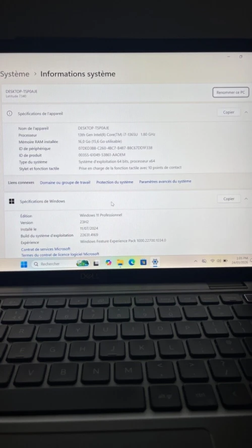 DELL LATITUDE 7340 FINITION ALUMINIUM i7-13TH 512 SSD 16 RAM 13.3'' FHD+ TACTILE BATTERIE +5 HEURES  INTEL IRIS XE  GRAPHICS TRÈS  BON ÉTAT GARANTIE 06 MOIS A5-3
