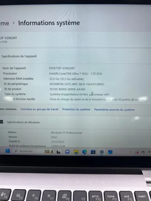 DELL LATITUDE 5350  X360 TACTILE Ultra 7 165U 32RAM 256 SSD  INTEL R  GRAPHICS BATTERIE +4 HEURES