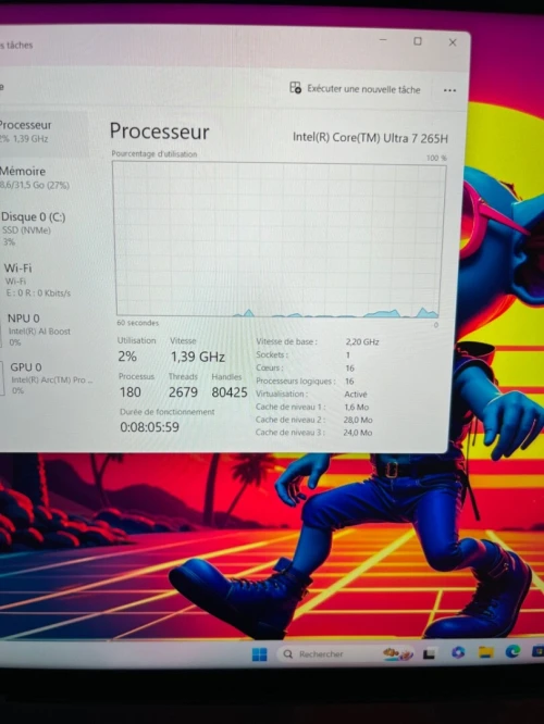 DELL PRO MAX 16 PREMIUM  Ultra 7 265H 32RAM 512SSD  INTEL Pro 140T  16'' FHD+ BATTERIE 98% CYCLE 12 TRES BON ETAT  GARANTIE 06 MOIS  A1-5