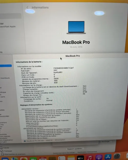  MACBOOK PRO 2019 I7 16 POUCES 512SSD 16 RAM CYCLE 79 AMD RADEON PRO 5300M 04 GO