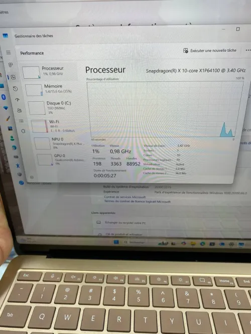 SURFACE LAPTOP 7 Snapdragon(R) X 10-core  13.8 3K 16RAM 512SSD BATTERIE 100% 