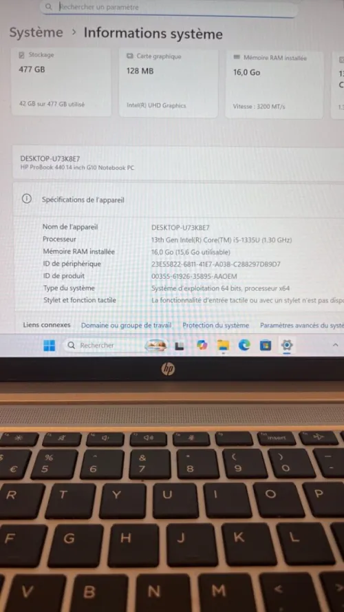 HP PROBOOK 440 G10  I5-13TH 16RAM 512SSD INTEL UHD GRAPHICS BATTERIE +4 HEURES