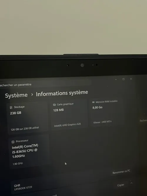 pc portable Fujitsu i5 8eme 8GB / 256ssd