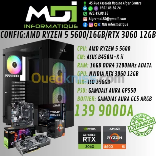CONFIG GAMING : AMD RYZEN 5 5600/16GB/RTX 3060 12GB