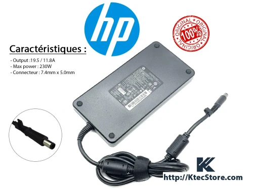 Chargeur HP 230W ORIGINAL 19.5V 11.8A Connecteur 7.4 x 5.0mm