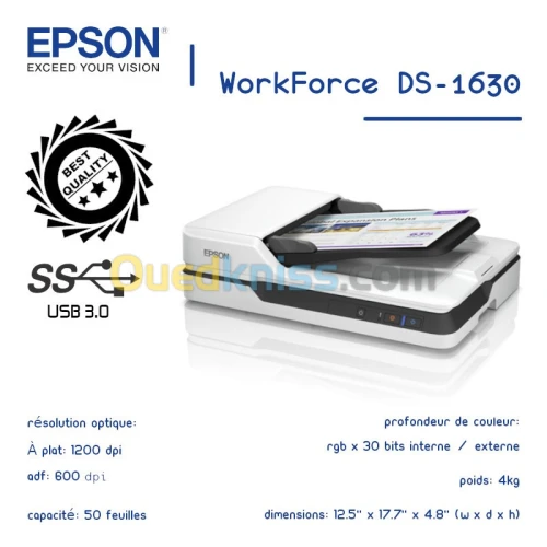 Scanner Epson WorkForce DS-1630 A4 à plat 