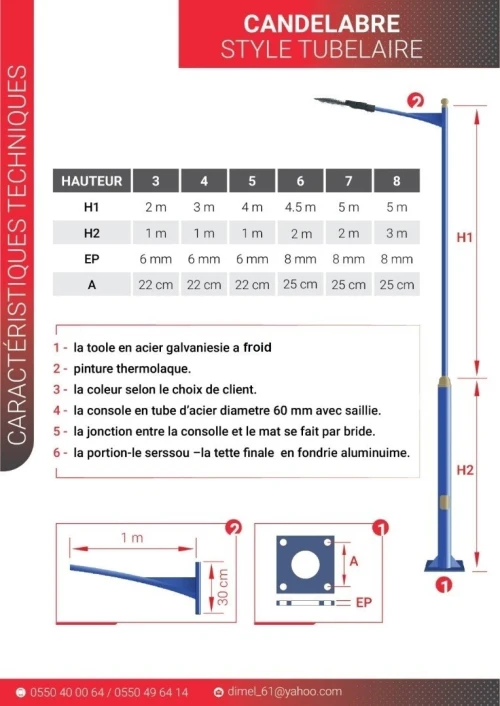 .vonte éclairage public .électricité industrielle. mobilier urbain et vente des produits métalliques