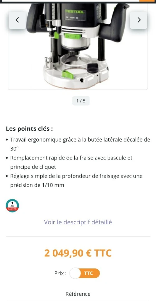 DéfonceuseOF 2200 EB-festool Germany