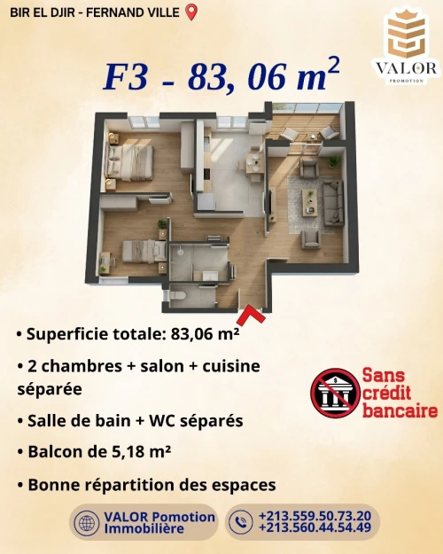 Vente Appartement F3 Oran Bir el djir