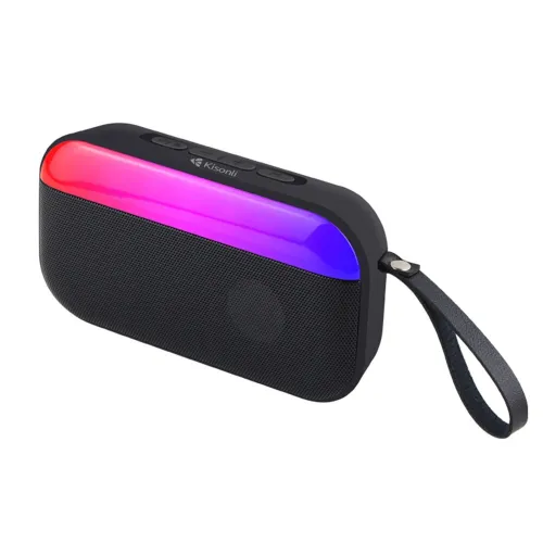KISONLI S19 RGB Wireless Bluetooth Speaker -1200mAh Battery, LED Light, AUX/USB/FM, BT 5.0+EDR, Memory Card Slot, Portable for Outdoor, PC, Phone