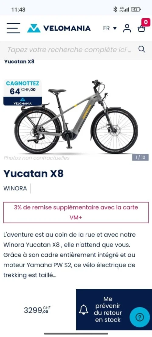 Velo électrique WINORA YUCATAN X8