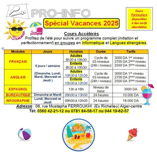 Cours d'Informatique et Langues pour Enfants et Adultes