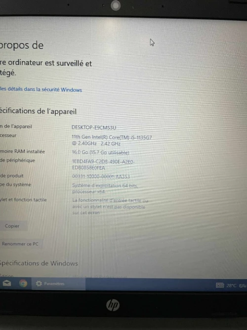  Pc Portable HP 15 i5 11th Gen 16Go RAM 256Go SSD NVIDIA MX350 Garantie