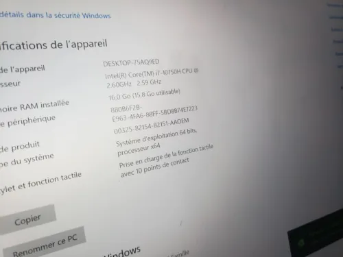 Dell xps 9000 i7 10em tactile Gtx1650ti 