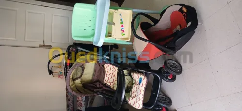 Poussette bébé+siège auto+ chaîse  