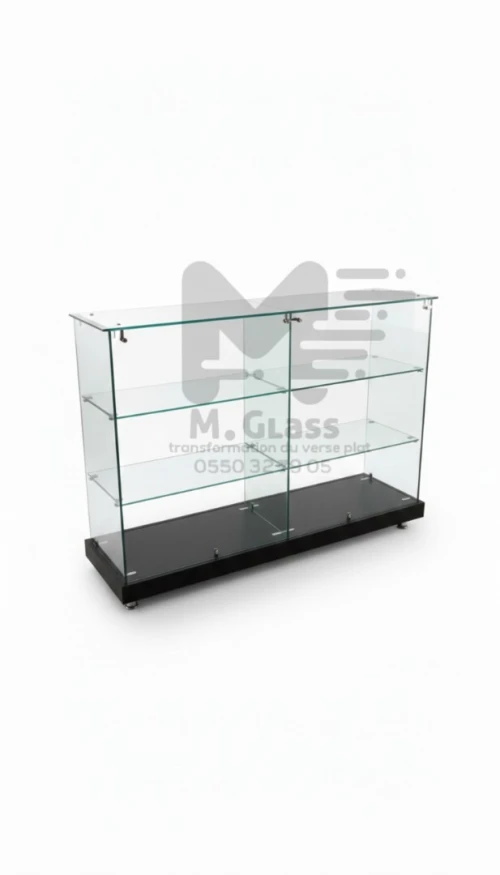 Comptoir et vitrine d'exposition en verre