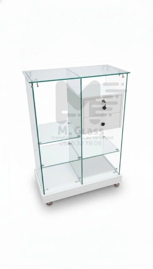 Comptoir et vitrine d'exposition en verre